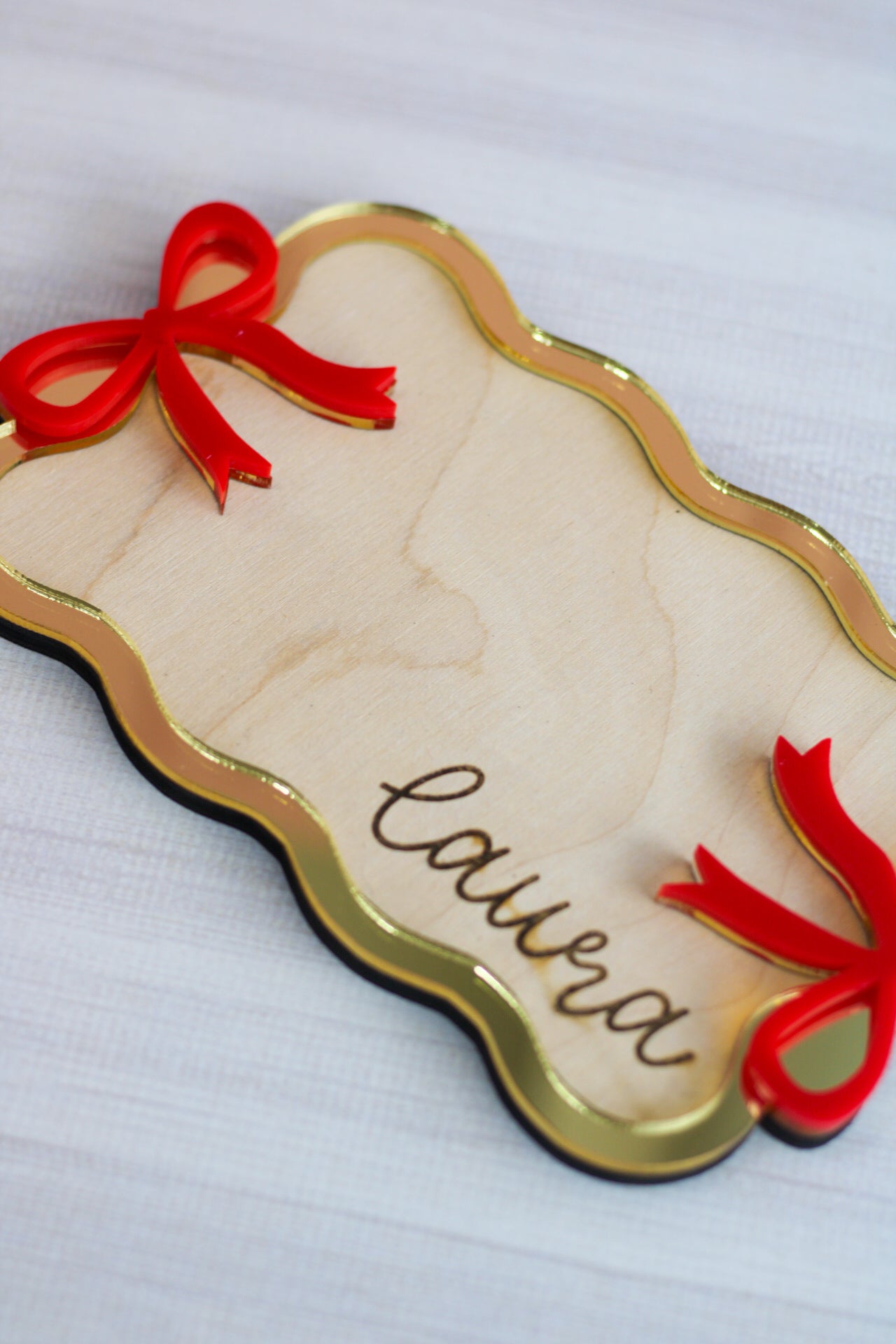 Bandejita Coquette Bows - Gold Rim