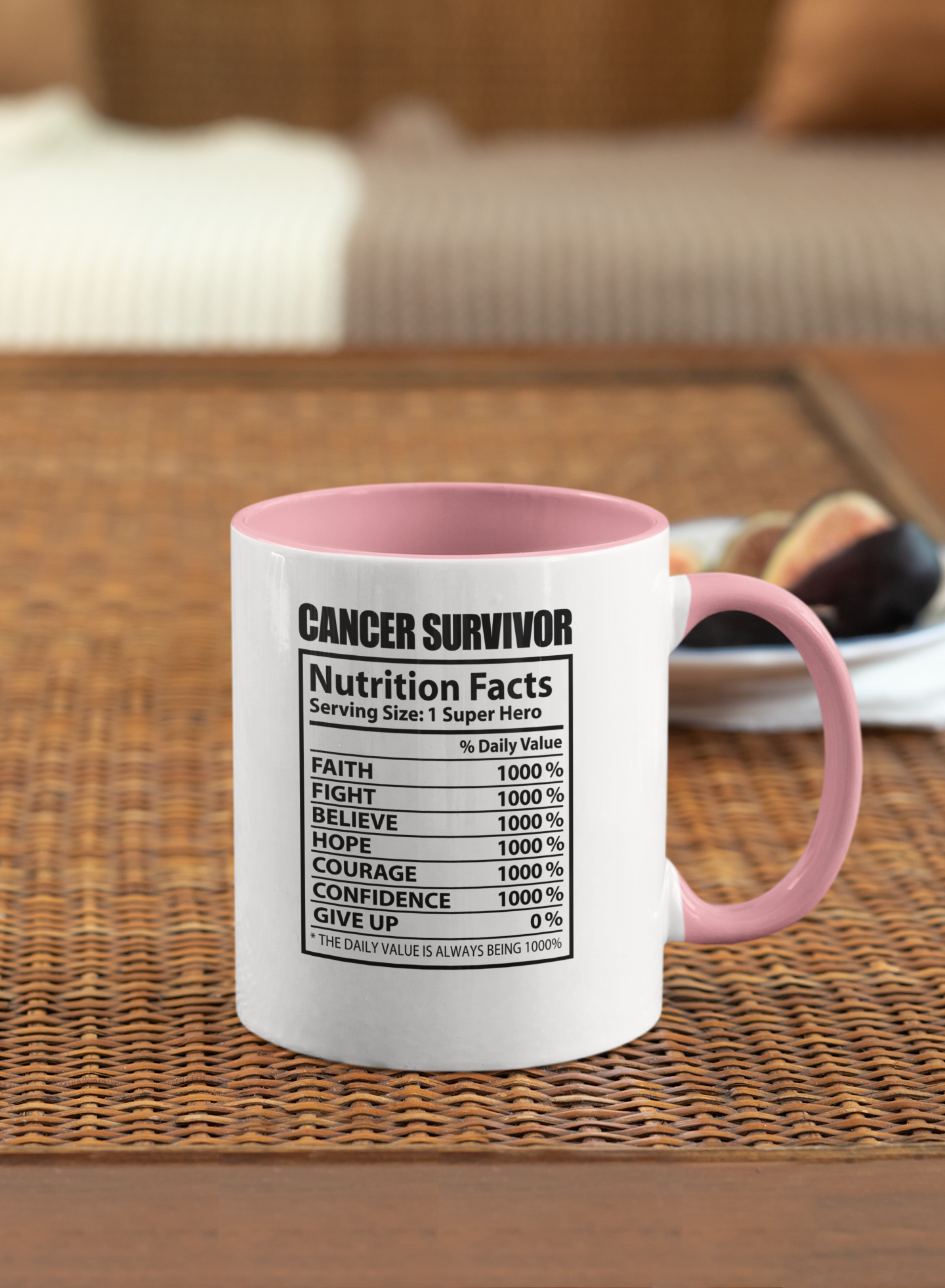Mug Survivor Nutritional Facts - Ellas Contra el Cáncer