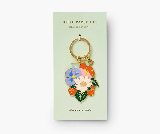 Llavero "Strawberry Fields" - Enamel Keychain Rifle Paper Co.