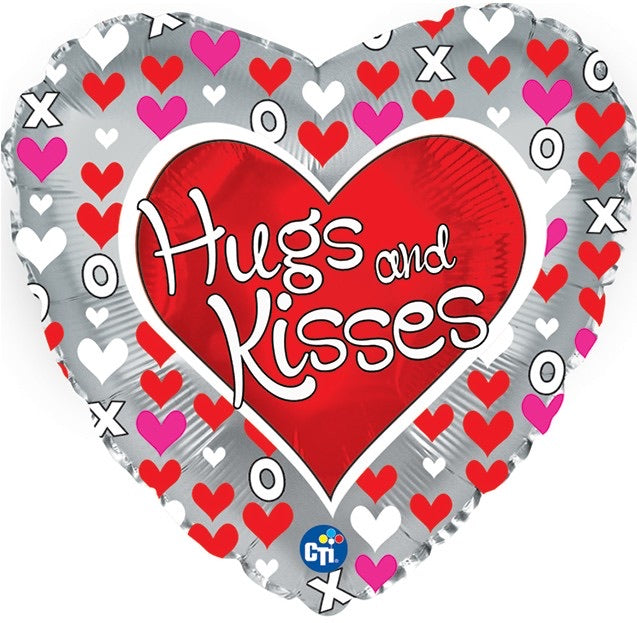 18″ Valentine Love – Hugs & Kisses XO – Mylar Foil Balloon