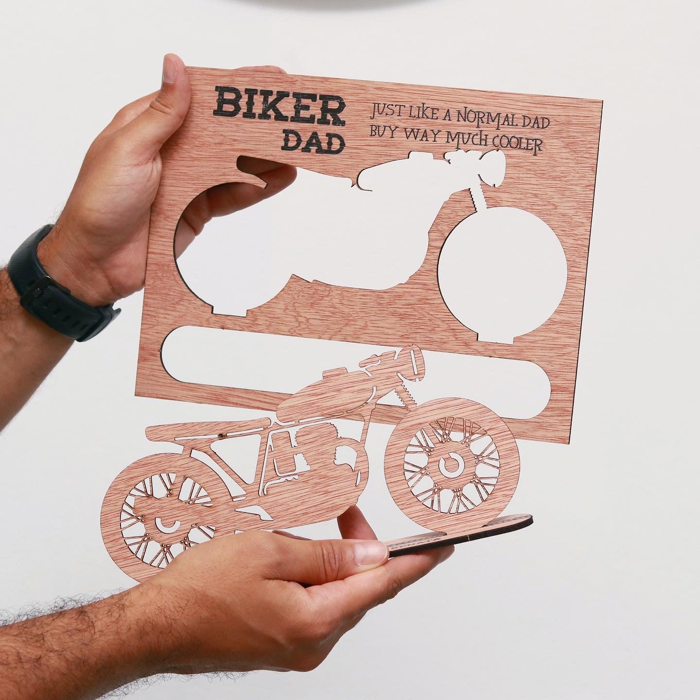 Tarjeta en Madera Armable - Biker Dad