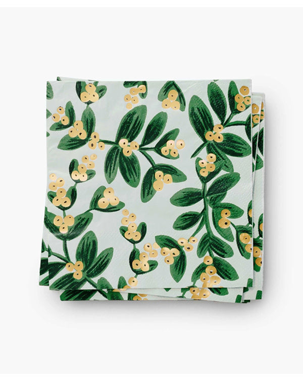 Rifle Paper Co - Holiday Cocktail Napkins - Mistletoe