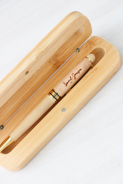 Set de Bolígrafo Personalizado en Caja de Bambú