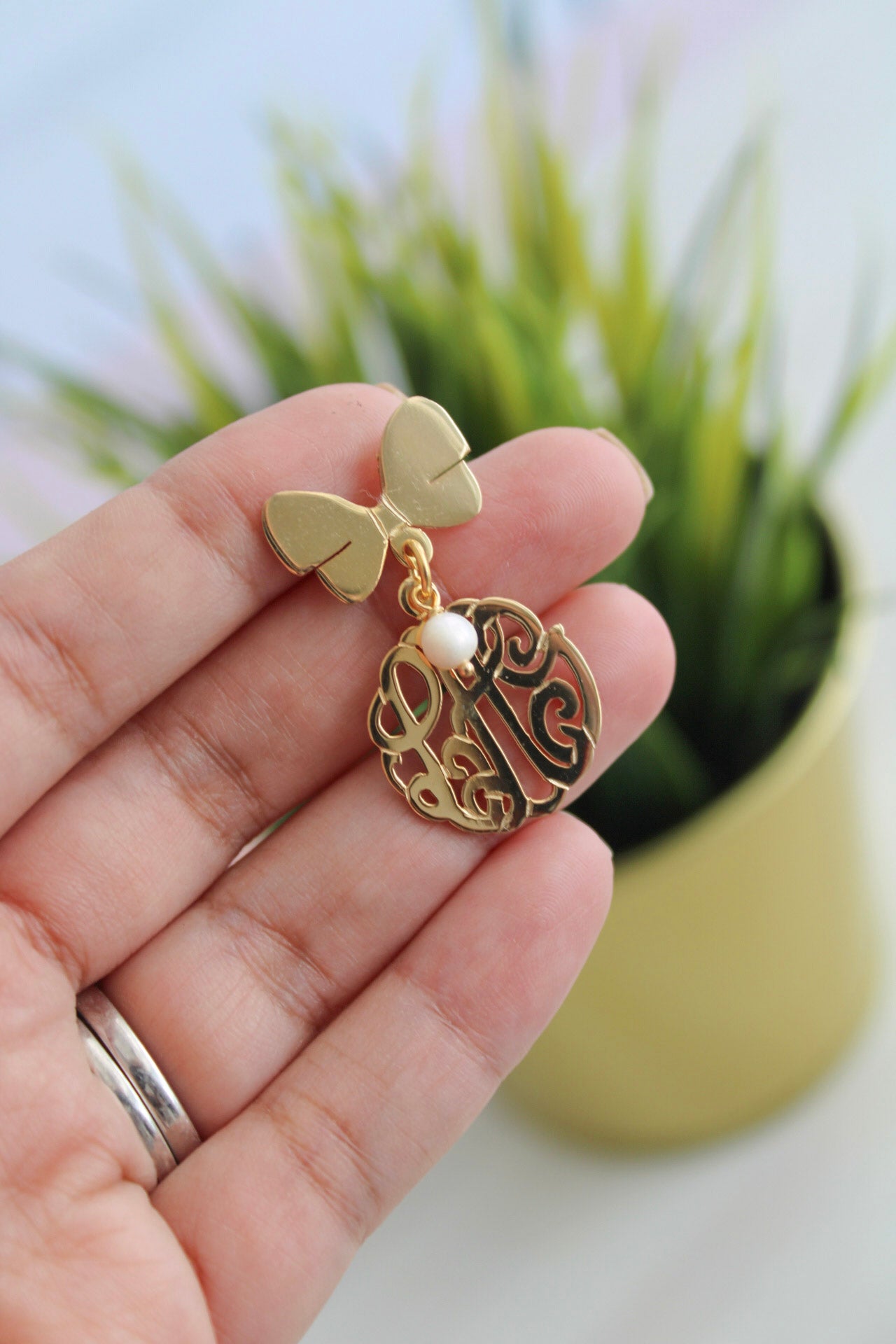 BabyPin Tope de Lazo en Plata Bañada en Oro + Charm de Perla