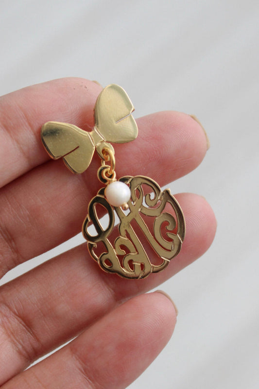 BabyPin Tope de Lazo en Plata Bañada en Oro + Charm de Perla