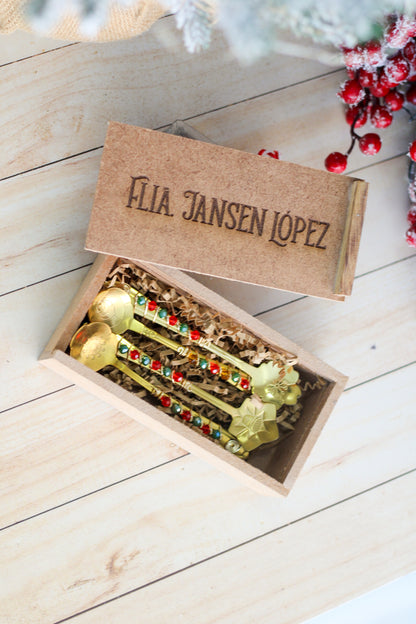 Gift Set Cucharitas Flower Teaspoon Set - Ed. Navidad (Wooden Box)