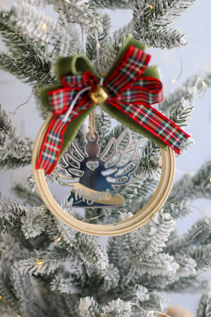 Ornamento - Rustic Holly Angel (Bow)