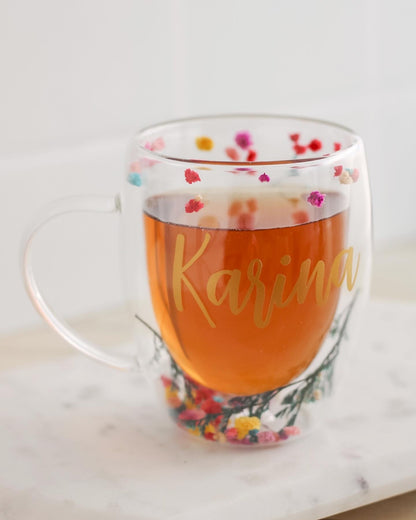 Flower Garden Glass Mug