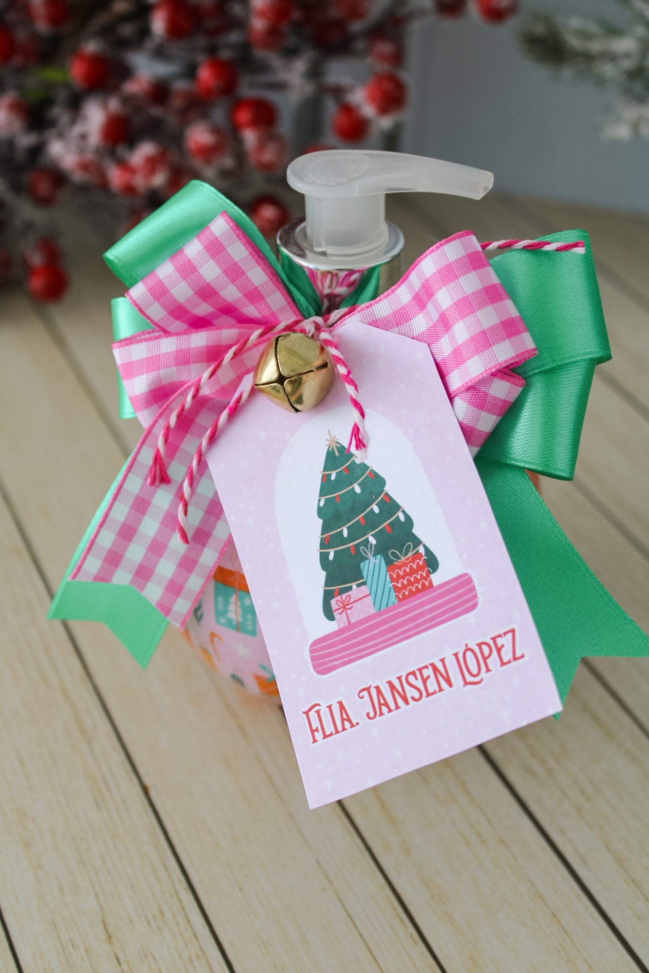 Jabón Líquido + Contenedor Reusable - Pink Christmas