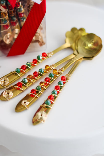 Gift Set Cucharitas Flower Teaspoon Set - Ed. Navidad (Wooden Box)