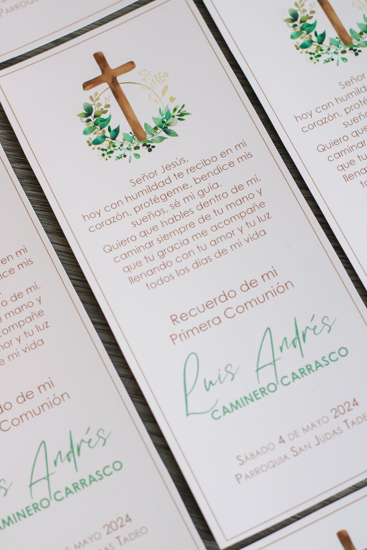 Recordatorio de Bautizo - Botanical Cross