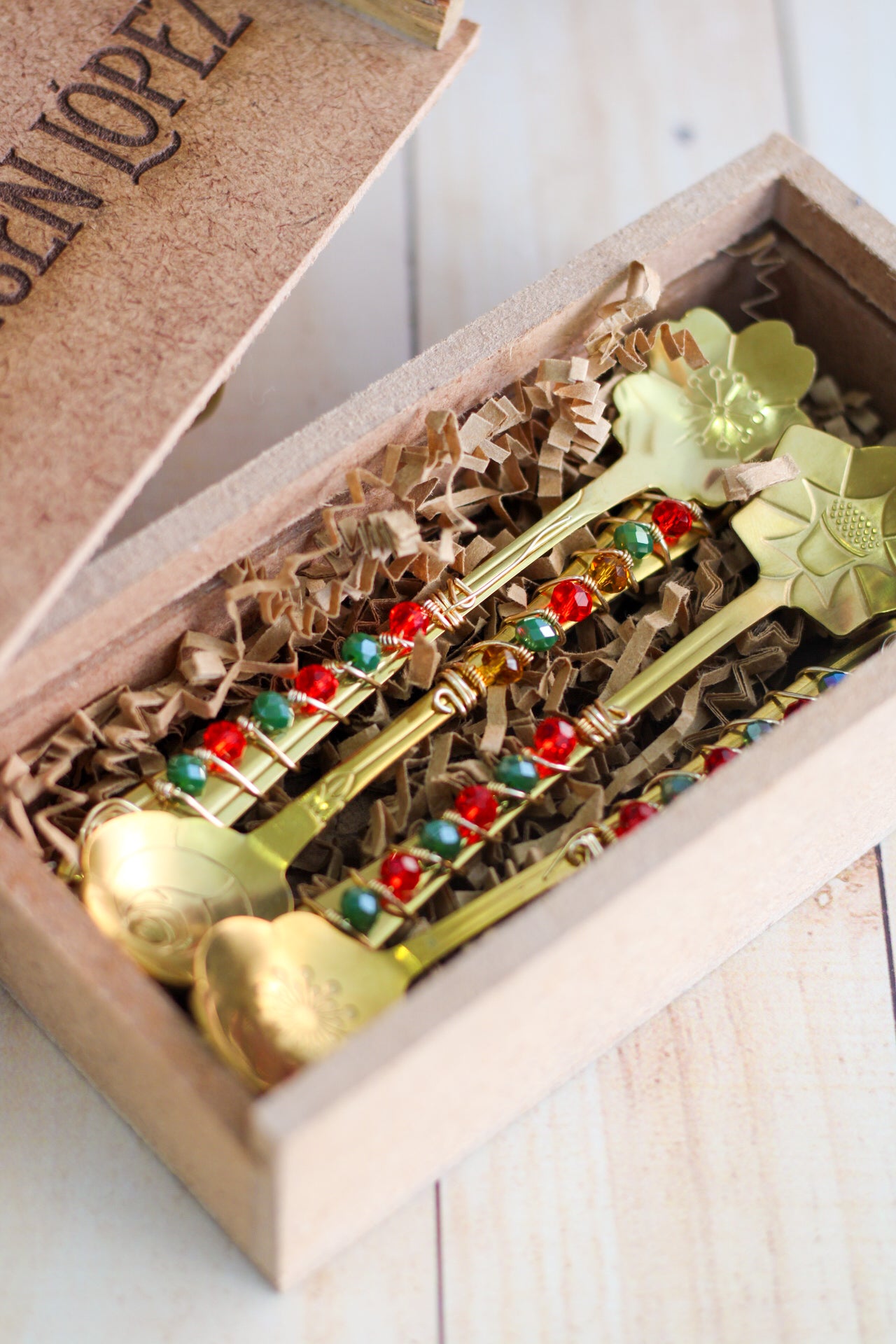 Gift Set Cucharitas Flower Teaspoon Set - Ed. Navidad (Wooden Box)