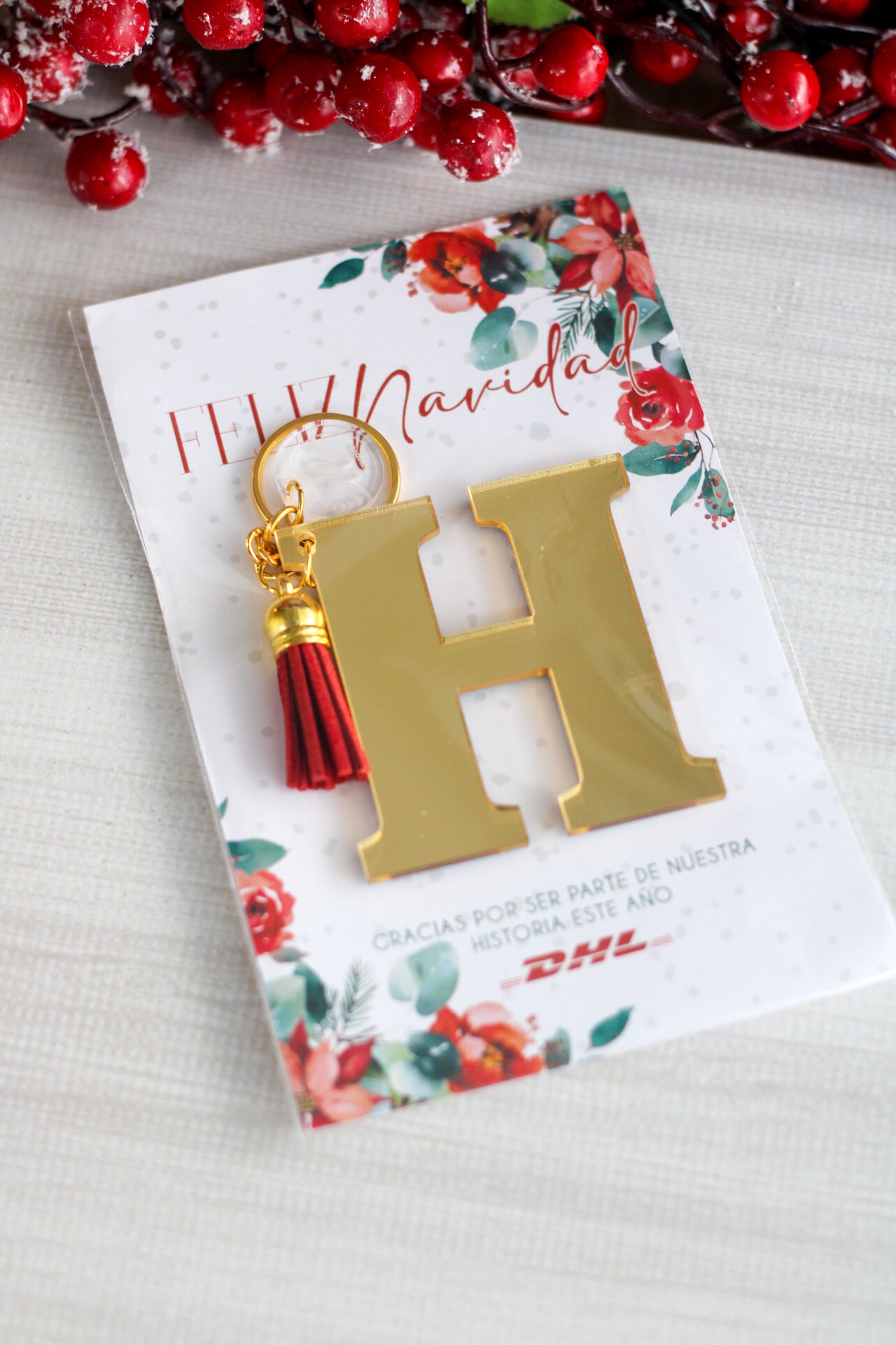 Burgundy Blooms  | Llavero de Inicial Gift Set