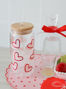 Doodle Hearts | Glass Can
