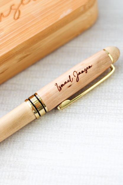 Set de Bolígrafo Personalizado en Caja de Bambú