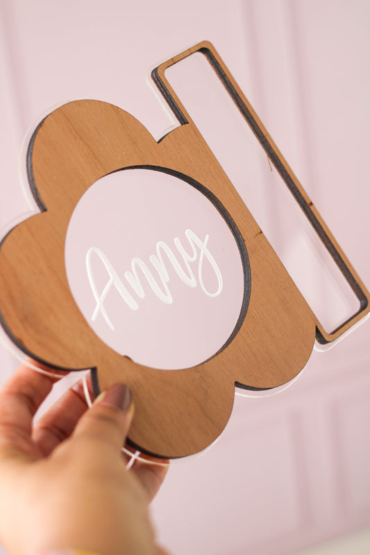 Bandejita Flor de Latte | Madera + Acrílico