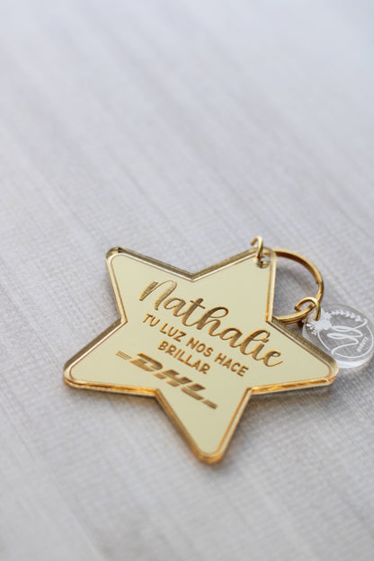Llavero Estrella Frase – “Tu luz nos hace brillar” - Acrílico