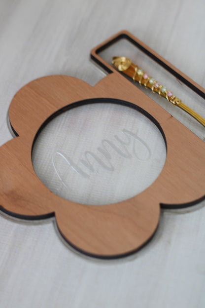 Bandejita Flor de Latte | Madera + Acrílico