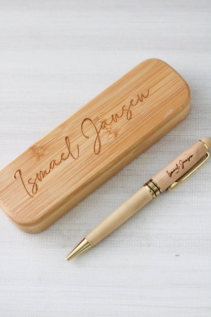 Set de Bolígrafo Personalizado en Caja de Bambú