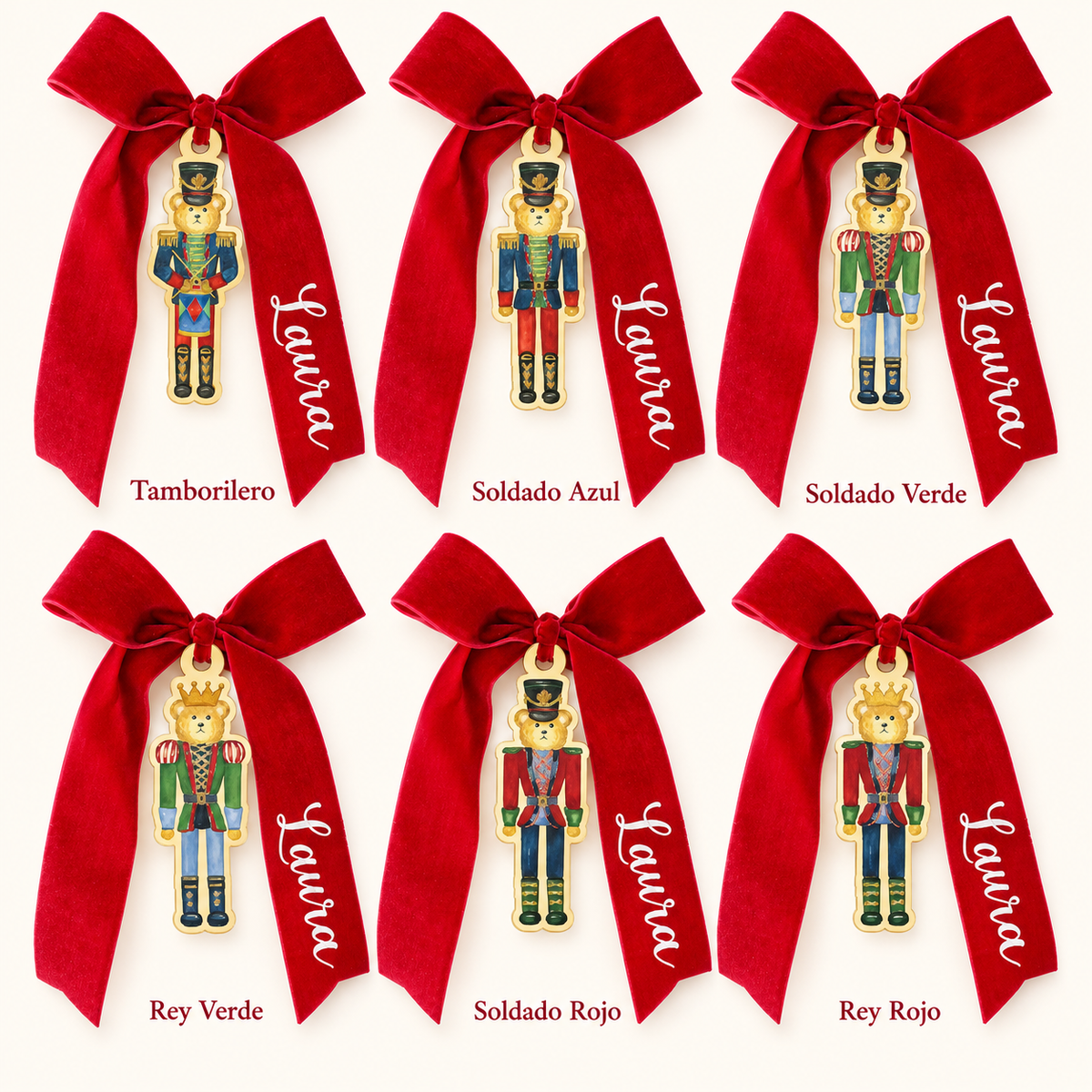 Ornamento Bear-y Dear Nutcrackers - Bow Edition