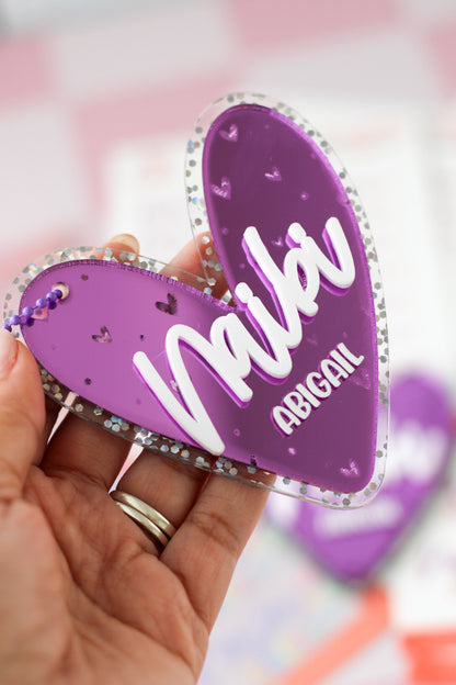 BACK TO SCHOOL Deluxe Set Violet Butterfly - tag escolar corazon acrilico espejo morado personalizado - LL Studio