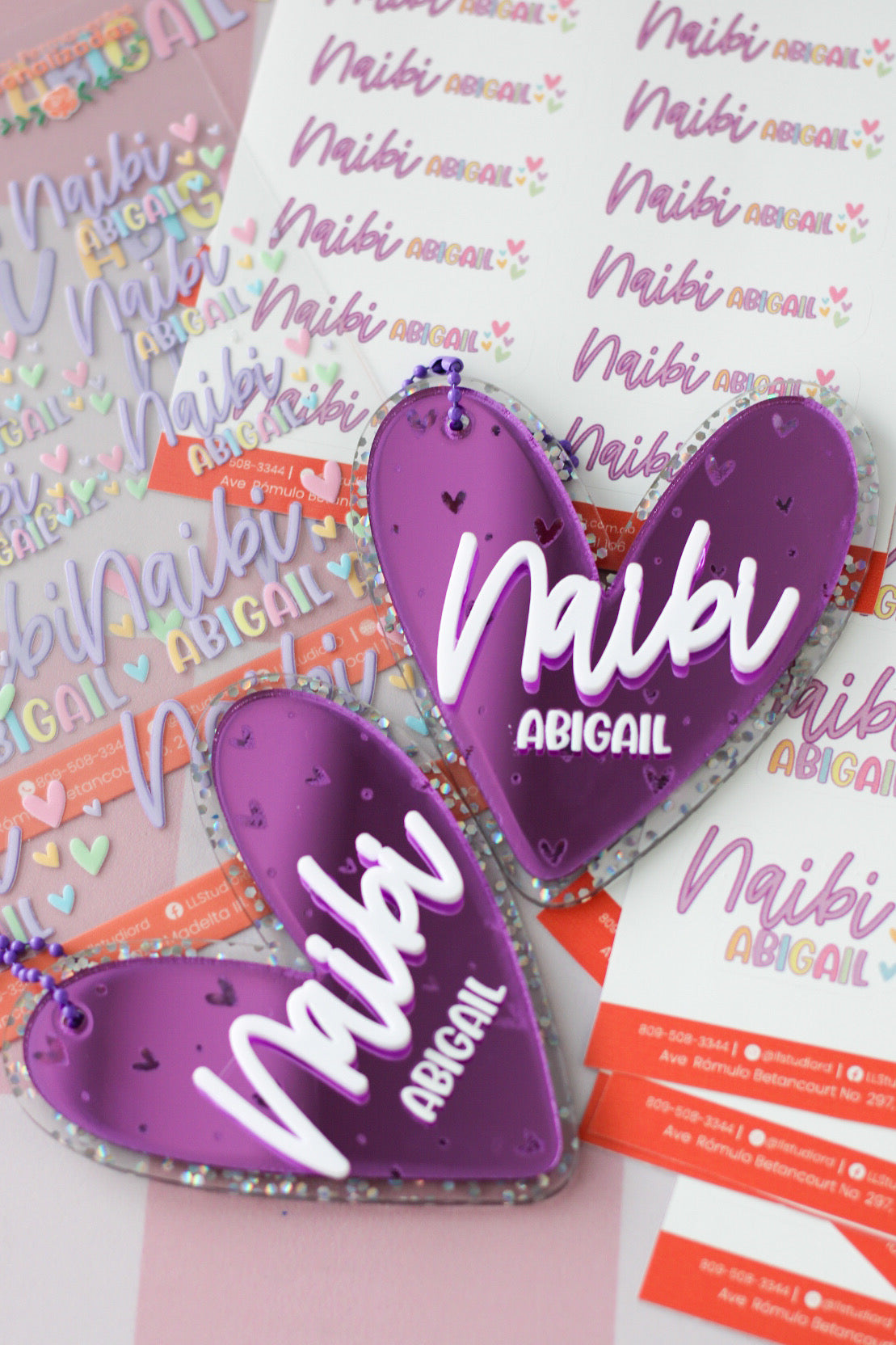 BACK TO SCHOOL Deluxe Set Violet Butterfly - tag escolar corazon acrilico espejo morado personalizado - LL Studio