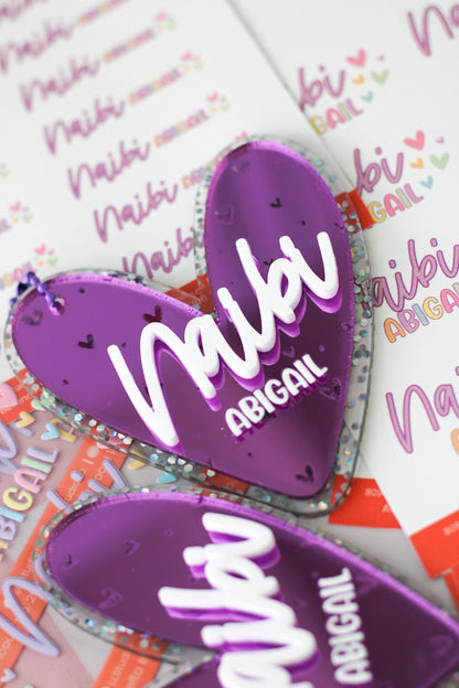 BACK TO SCHOOL Deluxe Set Violet Butterfly - tag escolar corazon acrilico espejo morado personalizado - LL Studio