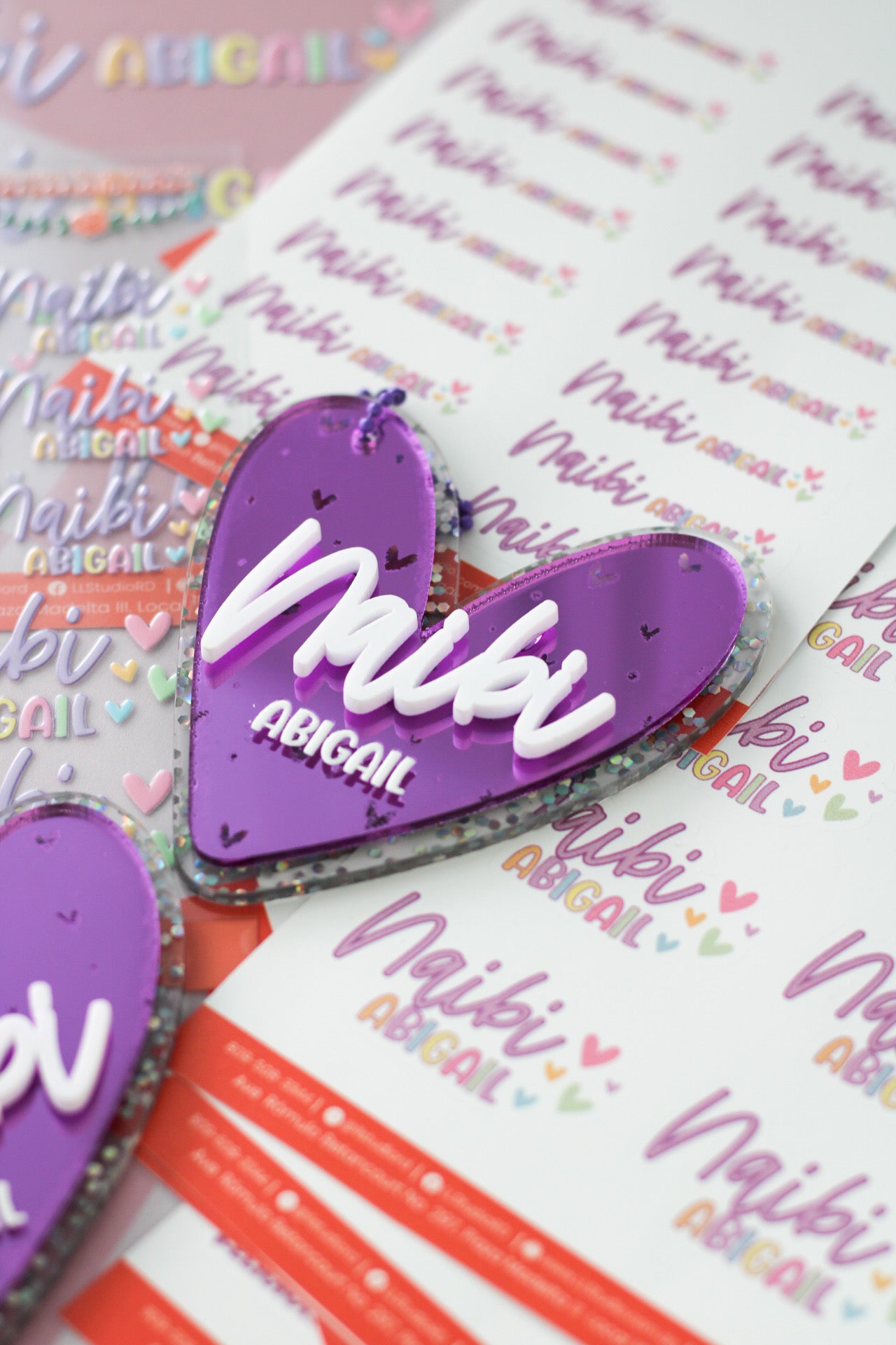 BACK TO SCHOOL Deluxe Set Violet Butterfly - tag escolar corazon acrilico espejo morado personalizado - LL Studio