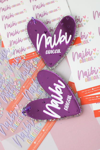 BACK TO SCHOOL Deluxe Set Violet Butterfly - tag escolar corazon acrilico espejo morado personalizado - LL Studio