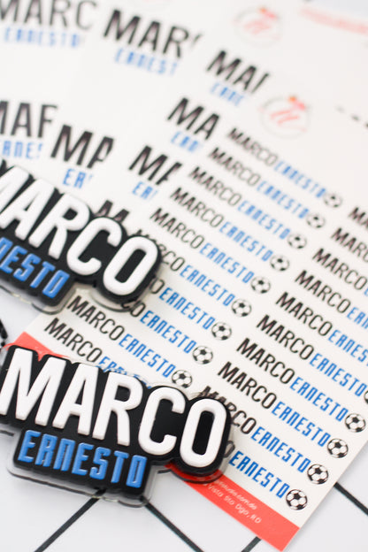 BACK TO SCHOOL Deluxe Set Night Match - tag escolar negro personalizado con charm de balon de futbol - LL Studio