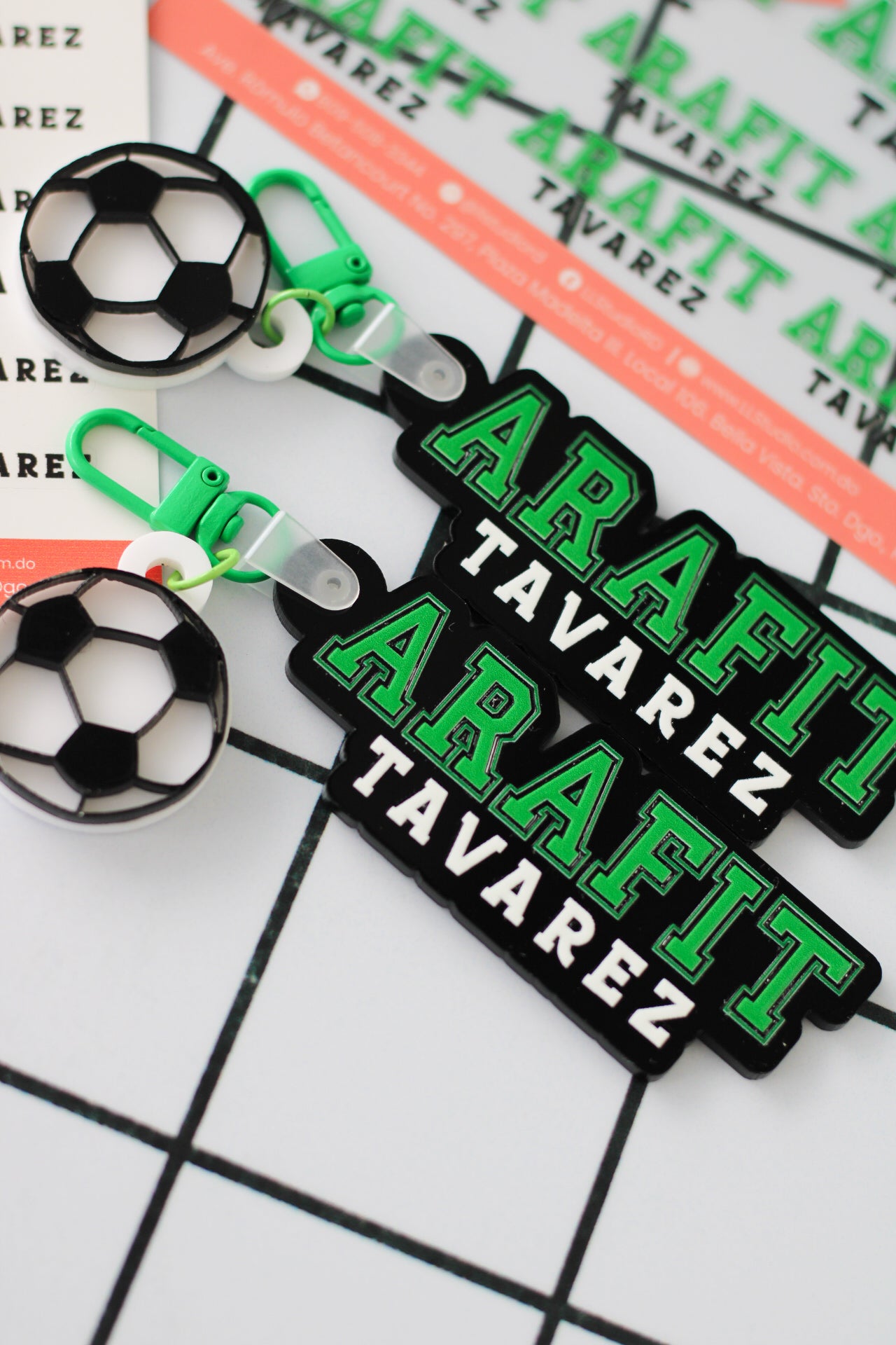 BACK TO SCHOOL Deluxe Set Green Field - tag escolar negro y verde personalizado con charm de balon - LL Studio