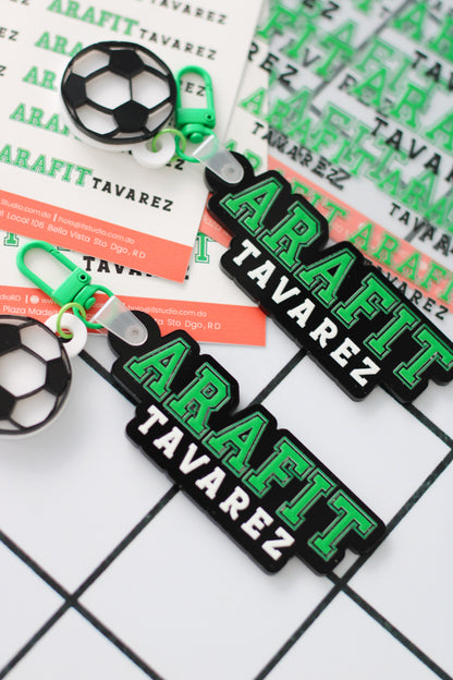 BACK TO SCHOOL Deluxe Set Green Field - tag escolar negro y verde personalizado con charm de balon - LL Studio