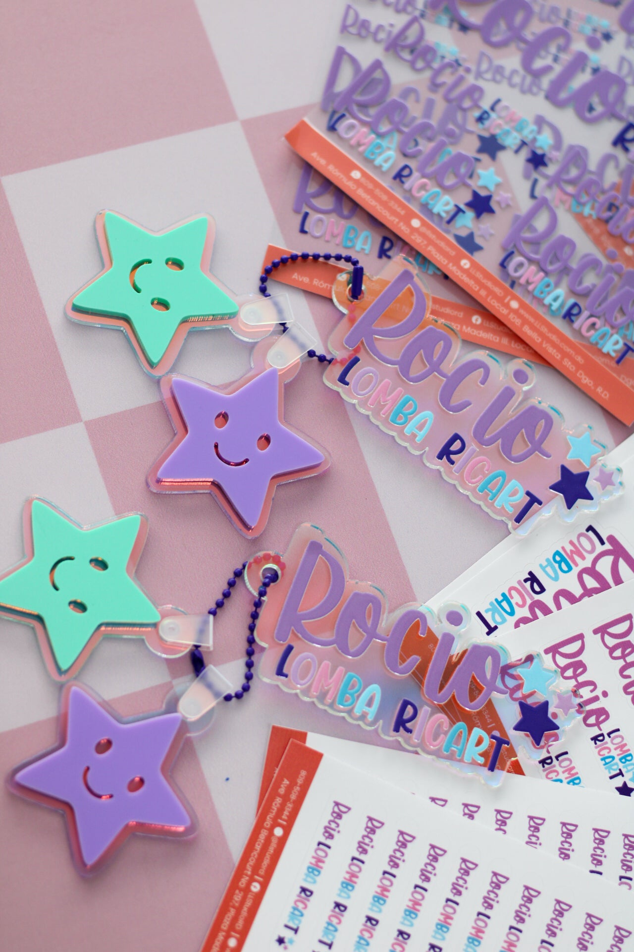BACK TO SCHOOL Set Happy Stars - tag escolar personalizado holográfico - LL Studio