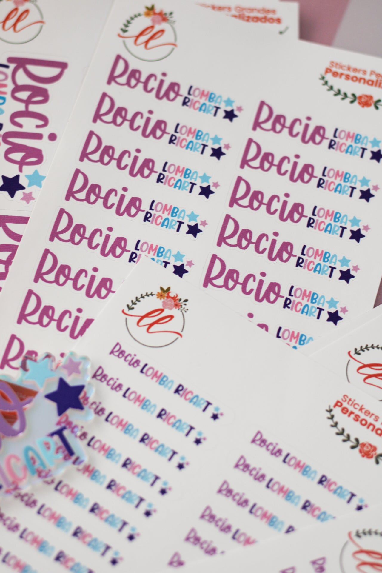 BACK TO SCHOOL Set Happy Stars - tag escolar personalizado holográfico - LL Studio