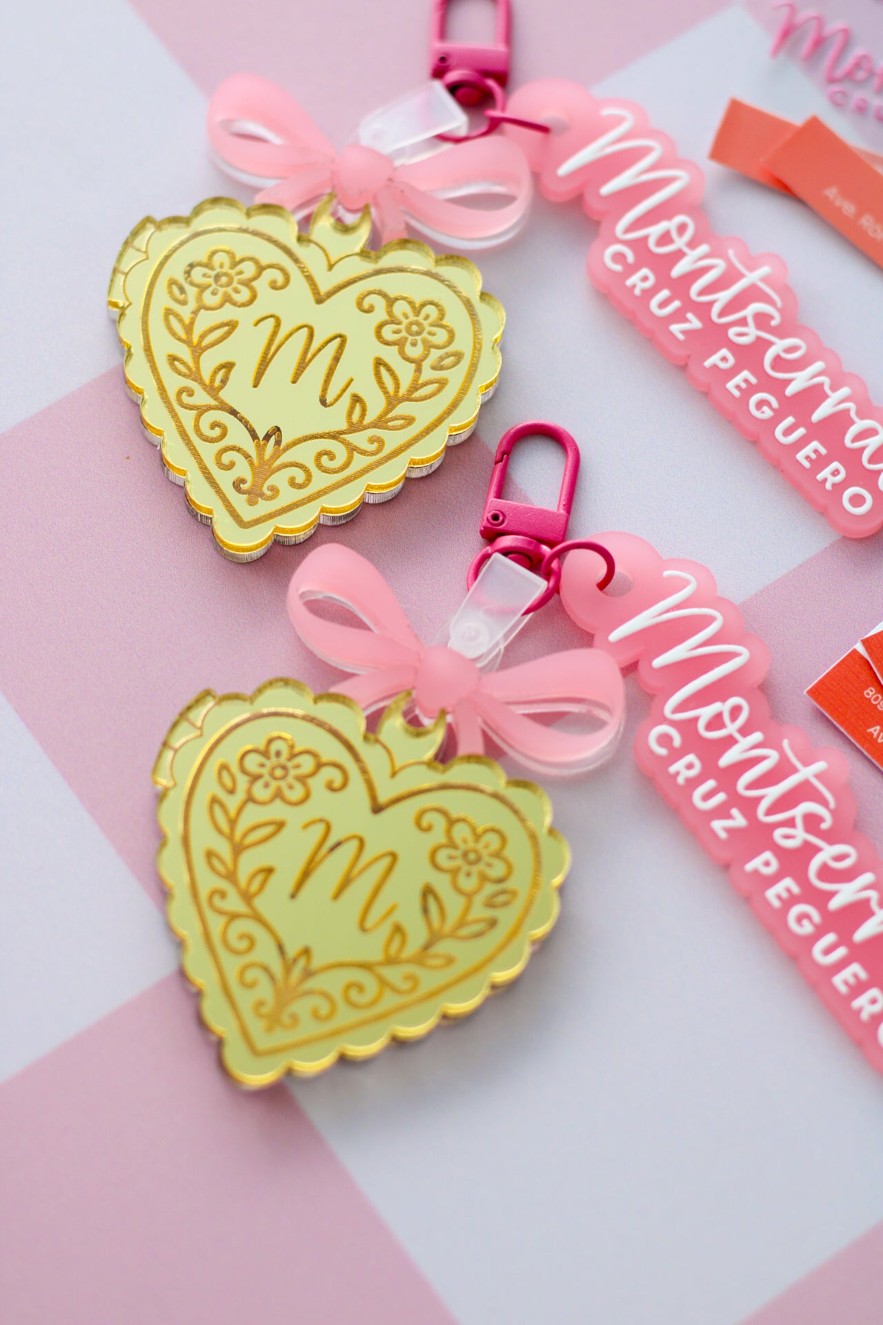 BACK TO SCHOOL Deluxe Set Coquette - tag escolar personalizado con charm de corazon dorado - LL Studio