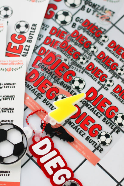 BACK TO SCHOOL Deluxe Set Full Kit - tag escolar rojo personalizado con charms de futbol - LL Studio