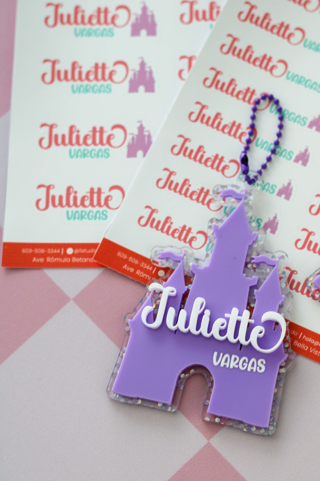 BACK TO SCHOOL Deluxe Set Lilac Castle - tag escolar castillo lila personalizado con glitter - LL Studio