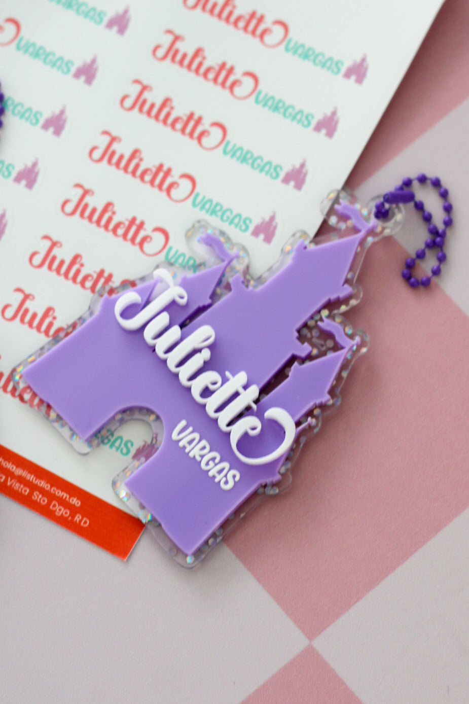 BACK TO SCHOOL Deluxe Set Lilac Castle - tag escolar castillo lila personalizado con glitter - LL Studio