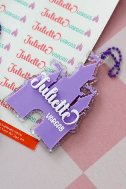 BACK TO SCHOOL Deluxe Set Lilac Castle - tag escolar castillo lila personalizado con glitter - LL Studio