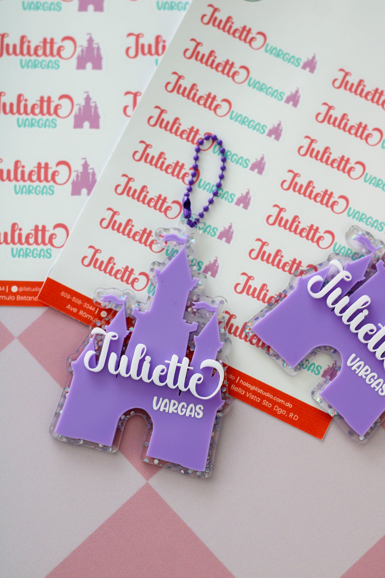 BACK TO SCHOOL Deluxe Set Lilac Castle - tag escolar castillo lila personalizado con glitter - LL Studio