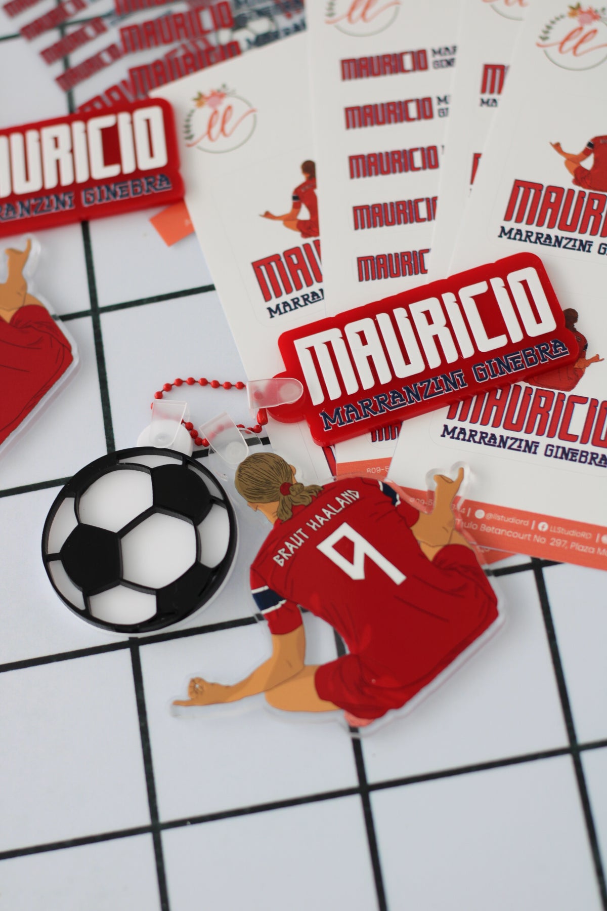 BACK TO SCHOOL Deluxe Set Golden Boot - tag escolar nombre completo con charms de futbol - LL Studio