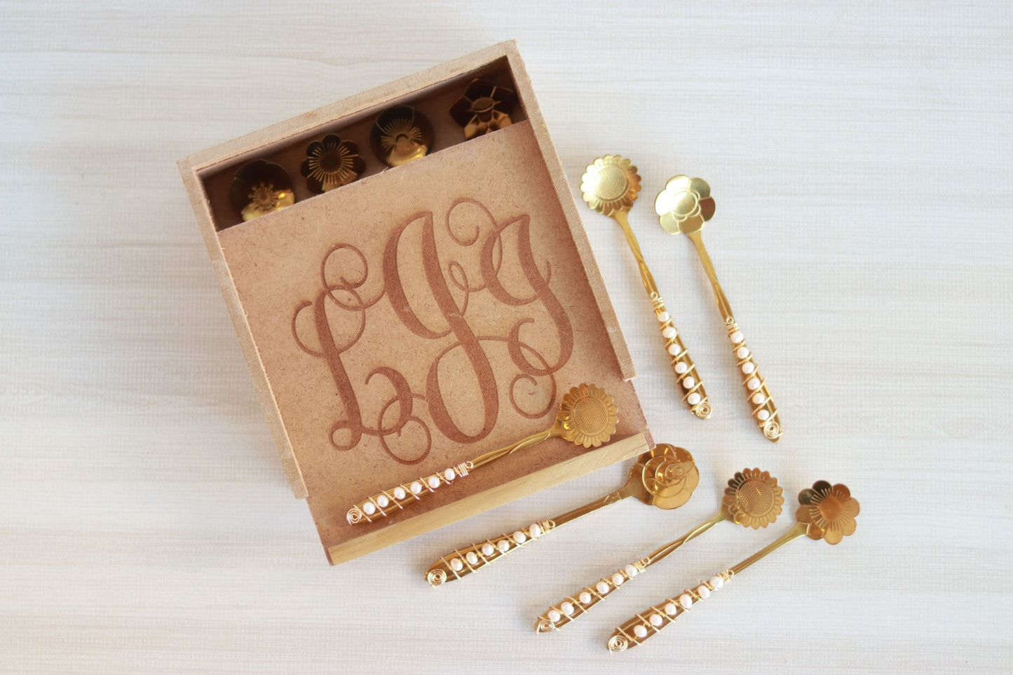 Cucharitas Flower Teaspoon Set c/ Perlas