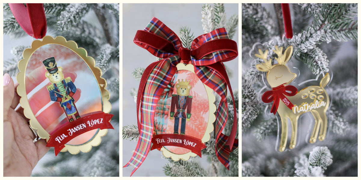 Adornos navideños personalizados con nombre, hechos a mano por LL Studio