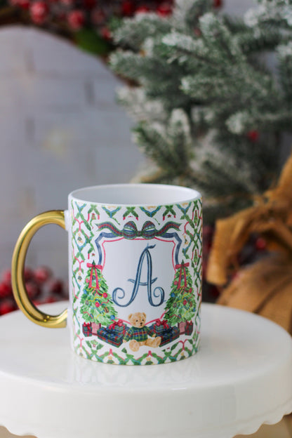 Mug Monograma Tartan Teddy navidad - LL Studio