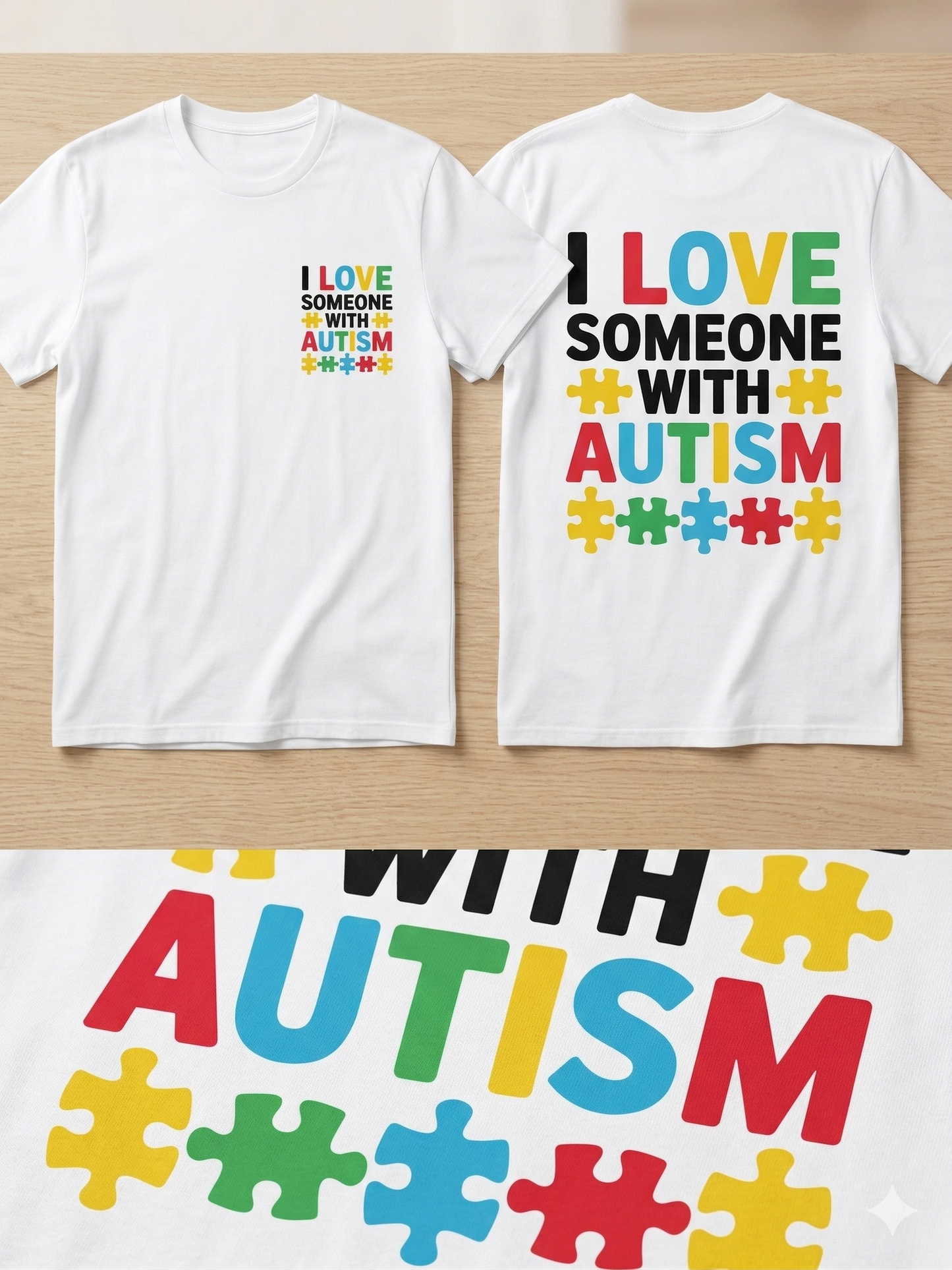 T-Shirt “I Love Someone with Autism” - Bolsillo + Espalda