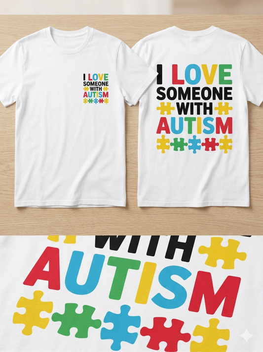 T-Shirt “I Love Someone with Autism” - Bolsillo + Espalda