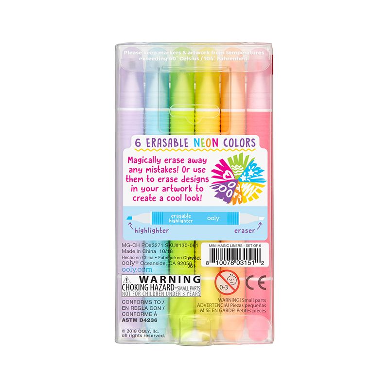 OOLY - Mini Magic Liners Erasable Highlighters - Set of 6