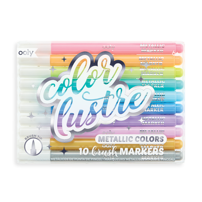 OOLY - Color Lustre Metallic Brush Markers - Set of 10