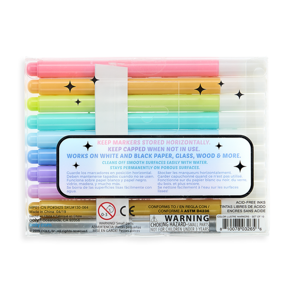 OOLY - Color Lustre Metallic Brush Markers - Set of 10