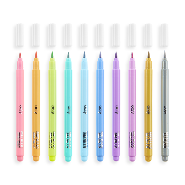 OOLY - Color Lustre Metallic Brush Markers - Set of 10